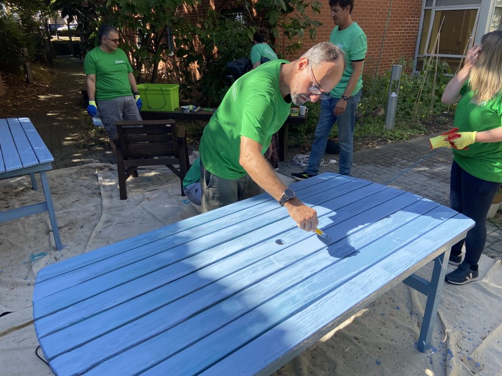 Finishing touches are made to the garden furniture